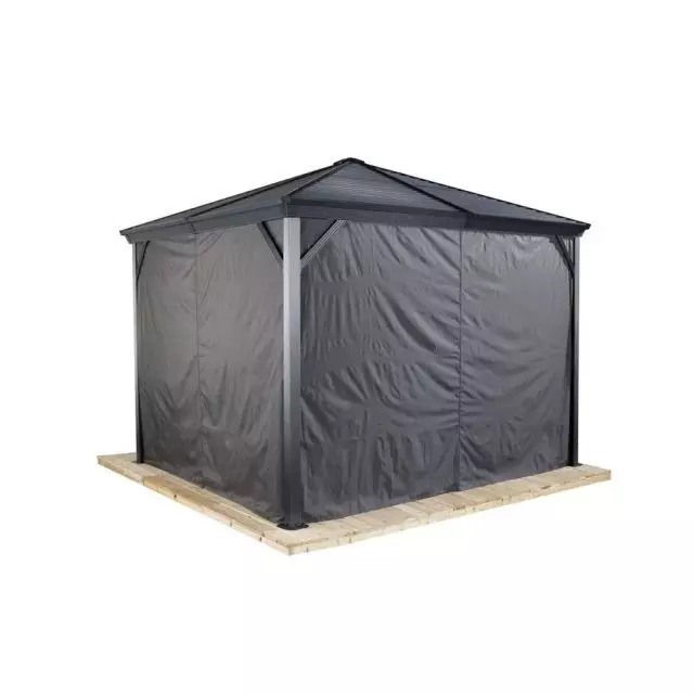 Sojag, rideaux gris pour abri soleil Ventura, 8 x 8 pi, polyester, rideaux d'extérieur