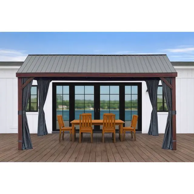 Gazebo Penguin Polyester Curtains for Yamaska Gazebo, 10 × 14 ft, Black