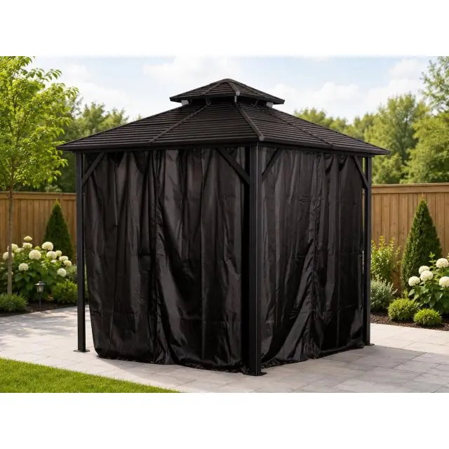 Gazebo Penguin Polyester Curtains for Shefford Gazebo, 10 × 10 ft, Black