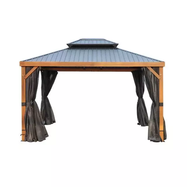 Gazebo Penguin Yosemite Gazebo Aluminum frame wood finish 10 x 12