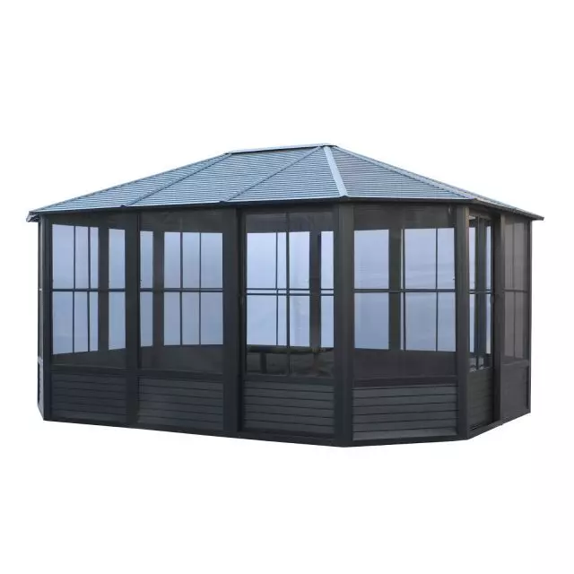 Gazebo Penguin Florence Solarium 12 X 15 Metal Roof in black