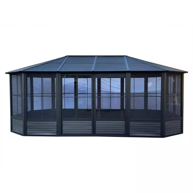Gazebo Penguin Florence Solarium 12 X 18 Metal Roof in black