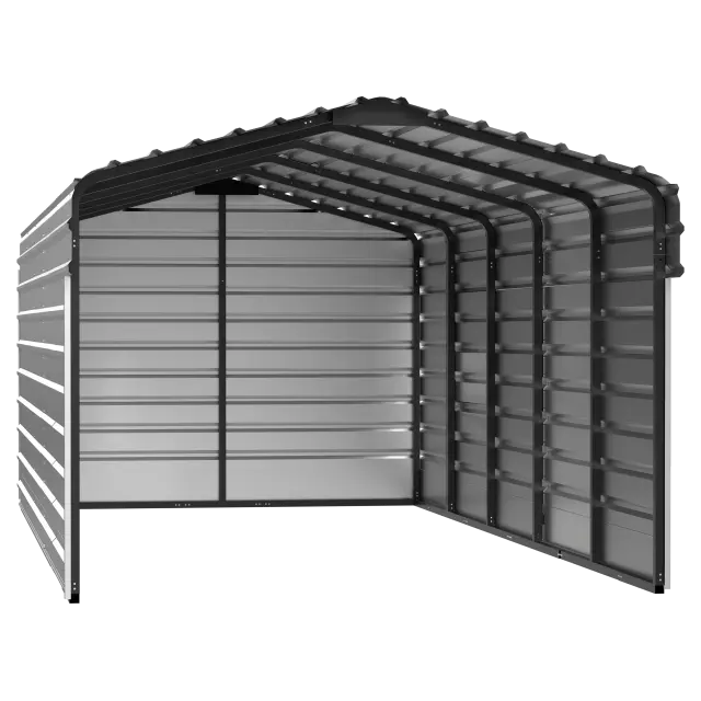 Abri d'auto Arrow en acier galvanisé 10 x 24 x 7 pi, fermé sur 3 côtés, coquille d'œuf