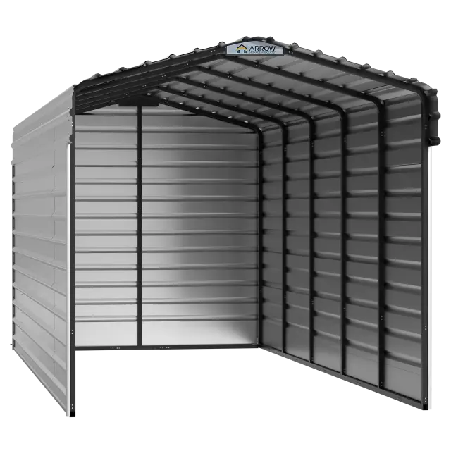 Abri d'auto Arrow en acier galvanisé 10 x 24 x 9 pi, fermé sur 3 côtés, coquille d'œuf
