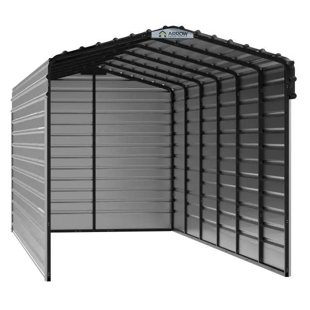 Abri d'auto Arrow en acier galvanisé 10 x 29 x 9 pi, fermé sur 3 côtés, coquille d'œuf