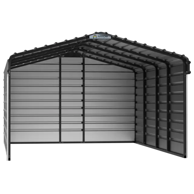 Abri d'auto Arrow en acier galvanisé 12 x 20 x 7 pi, fermé sur 3 côtés, coquille d'œuf
