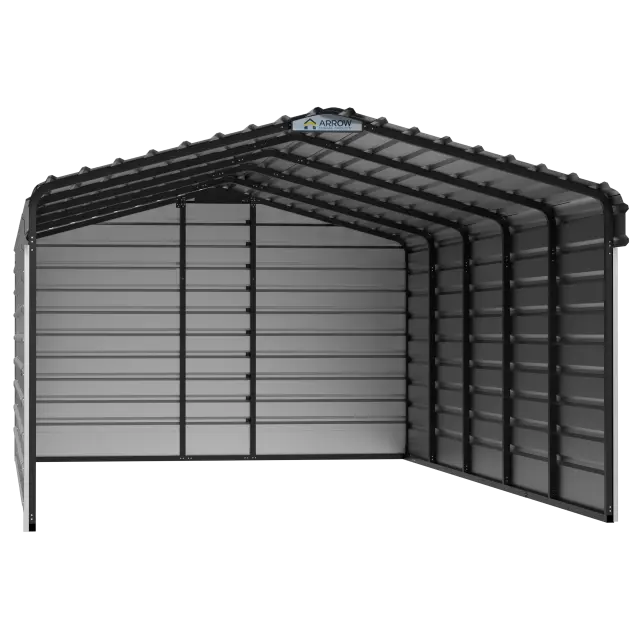 Abri d'auto Arrow en acier galvanisé 12 x 24 x 7 pi, fermé sur 3 côtés, coquille d'œuf