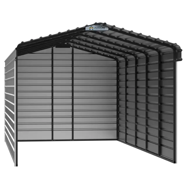 Abri d'auto Arrow en acier galvanisé 12 x 24 x 9 pi, fermé sur 3 côtés, coquille d'œuf