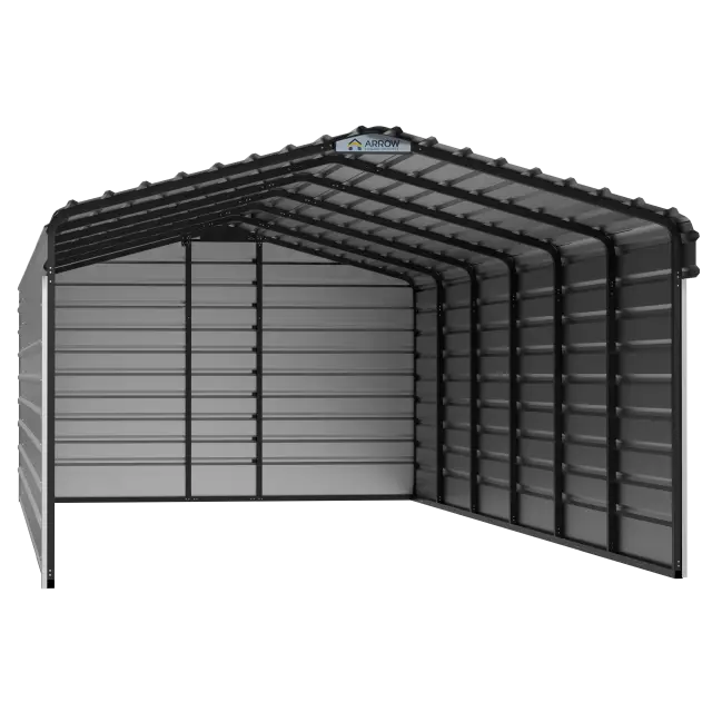 Arrow Steel Carport With 3 Wall Kits, 12X29X07, Eggshell