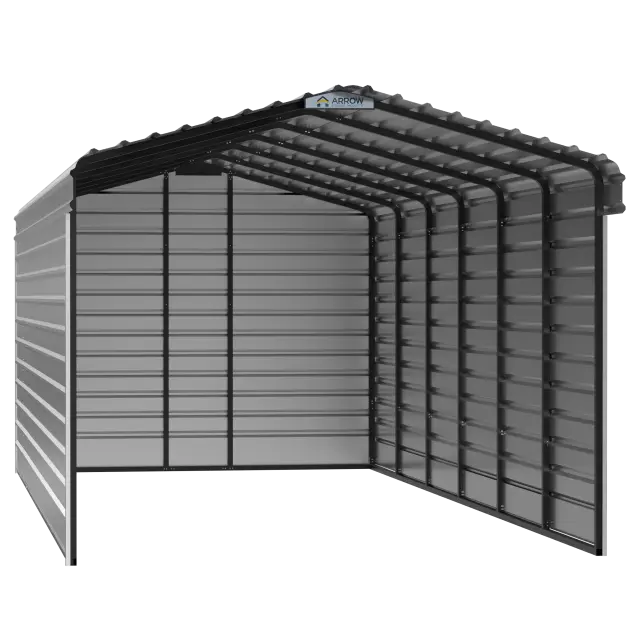 Abri d'auto Arrow en acier galvanisé 12 x 29 x 9 pi, fermé sur 3 côtés, coquille d'œuf