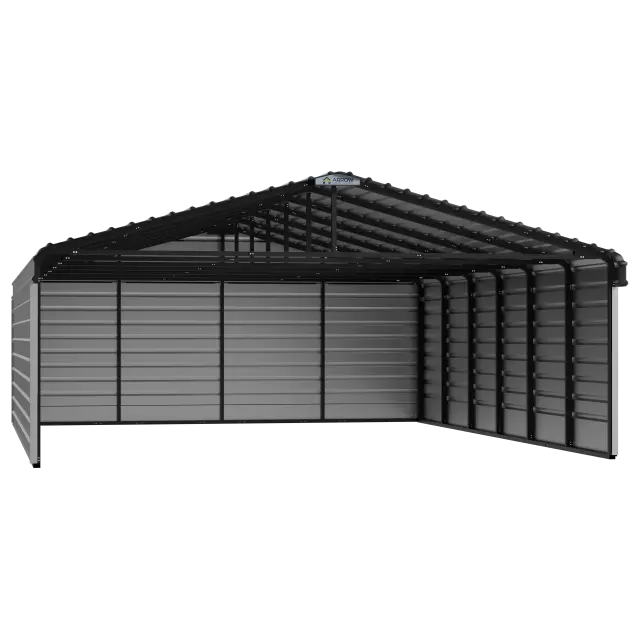 Arrow Steel Carport With 3 Wall Kits, 20X29X07