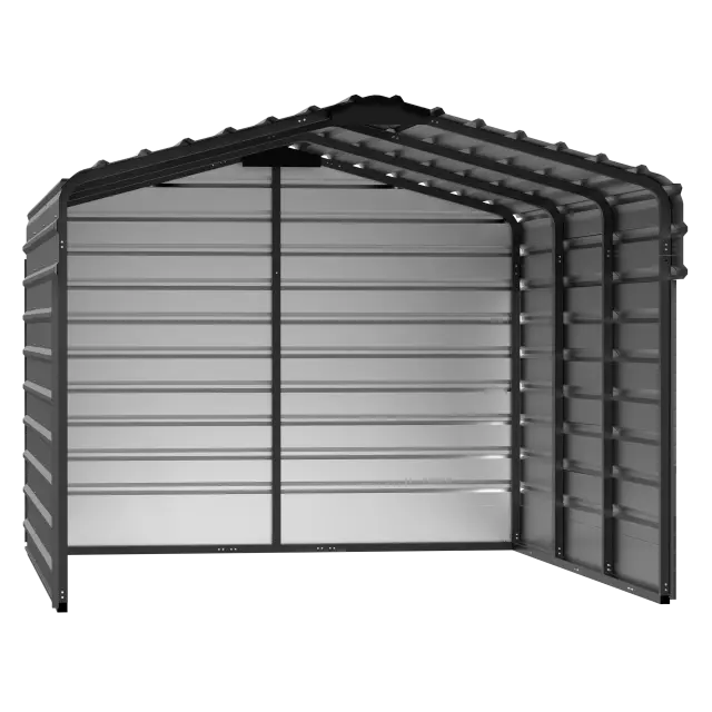 Abri d'auto en acier avec 3 parois, 10x15x07, charbon