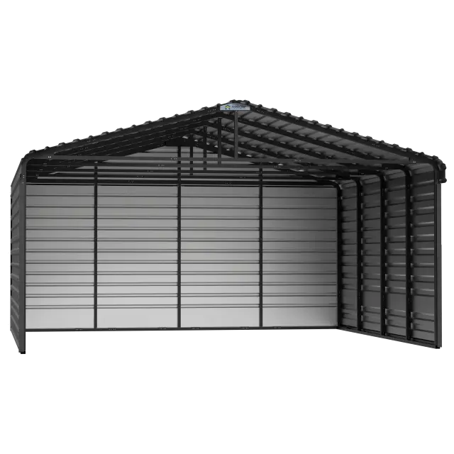 Abri d'auto en acier avec 3 parois, 20x20x09, charbon