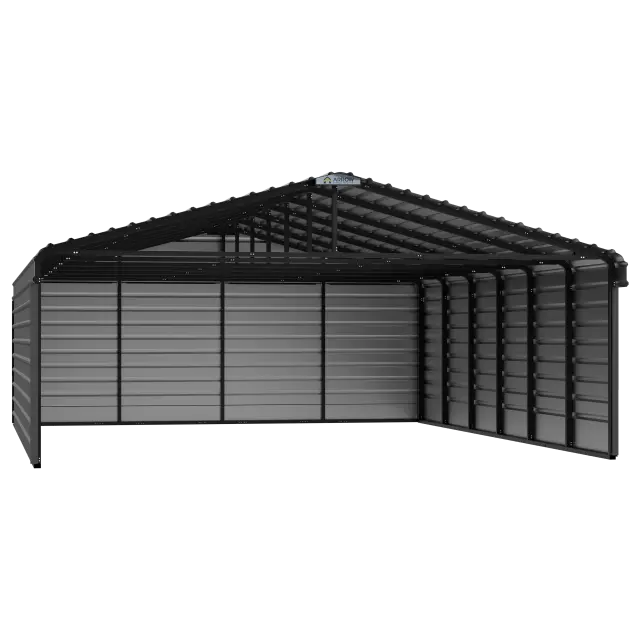Abri d'auto en acier avec 3 parois, 20x29x07, charbon
