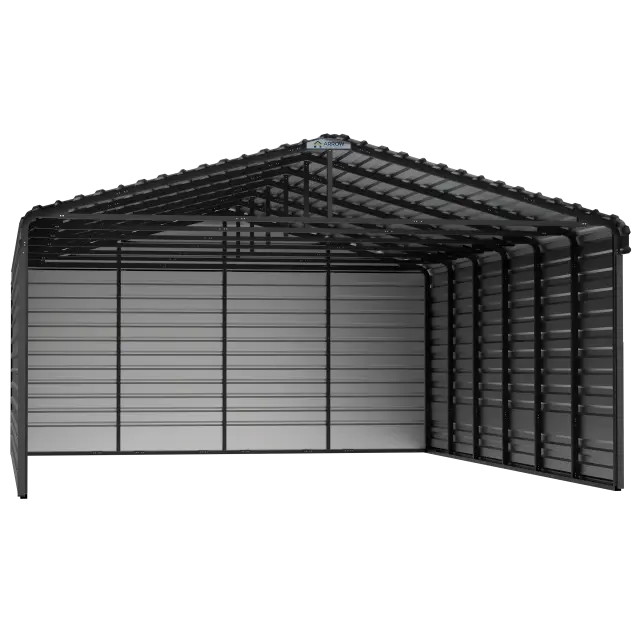Abri d'auto en acier avec 3 parois, 20x29x09, charbon