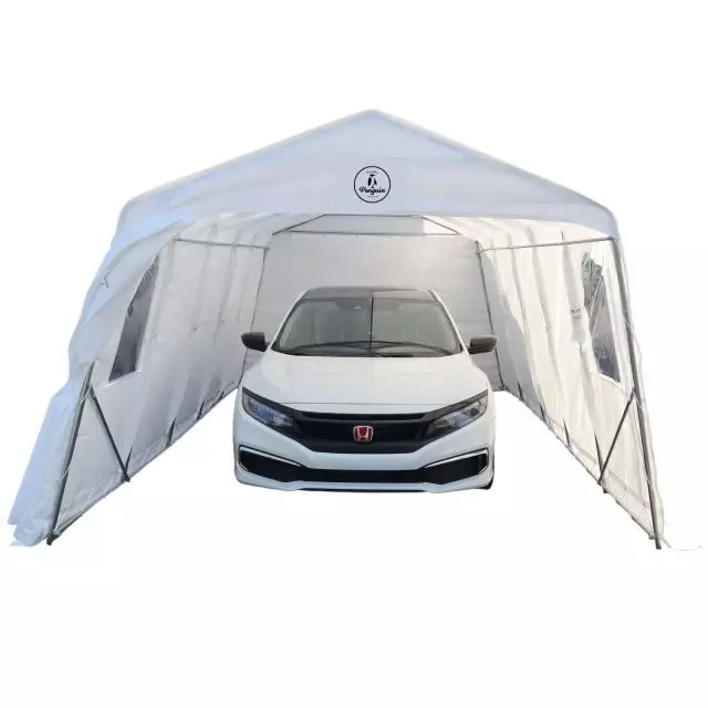 Gazebo Penguin Car Shelter 11 ft. X 20 ft. White