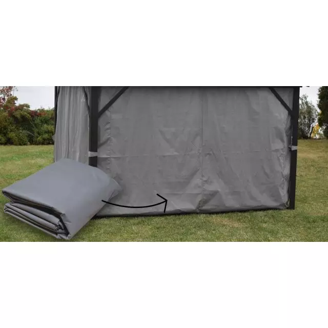 Rideaux latéraux gris pour gazebo 10 x 10 - Corriveau, polyester