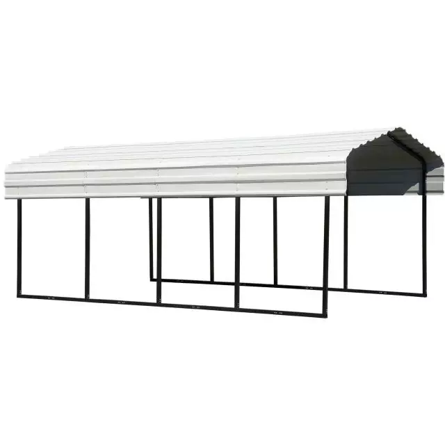 Abri d'auto en acier galvanisé 10 x 20 x 7 pi, noir/coquille d'œuf