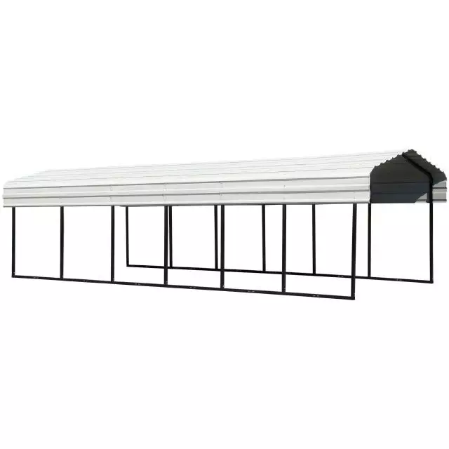 Abri d'auto en acier galvanisé 10 x 29 x 7 pi, noir/coquille d'œuf