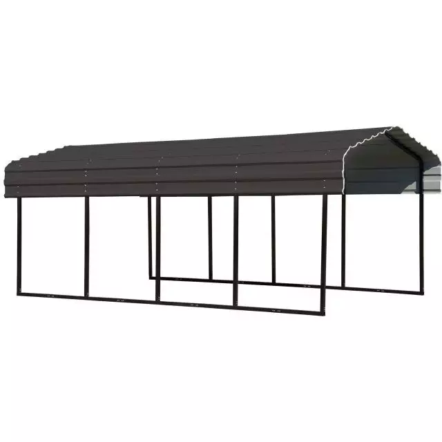 Arrow Steel Carport 10 ft. x 20 ft. x 7 ft. Galvanized Black/Charcoal
