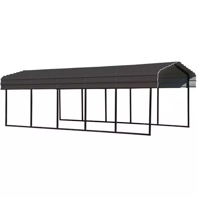 Arrow Steel Carport 10 ft. x 24 ft. x 7 ft. Galvanized Black/Charcoal