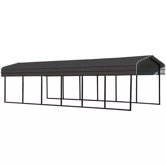 Abri d'auto en acier galvanisé 10 x 29 x 7 pi, noir/charbon