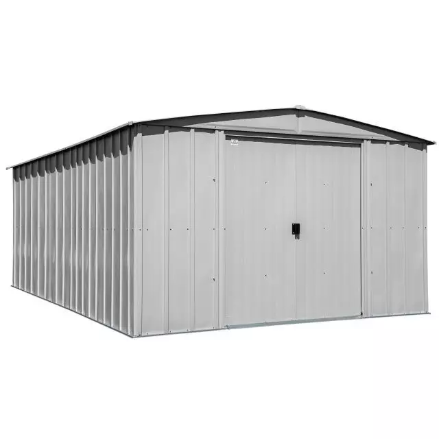 Abri de rangement en acier Arrow Classic, 10 x 14 pi, gris pâle