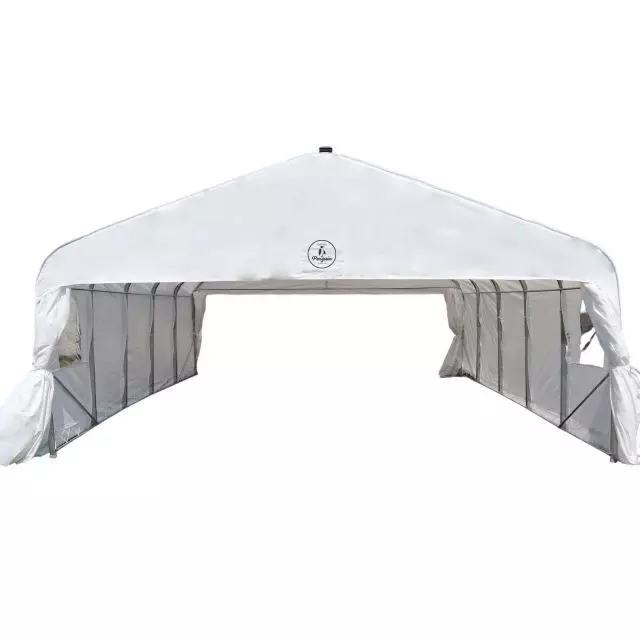 Gazebo Penguin Deluxe Double Car Shelter 18 ft x 20 ft. White