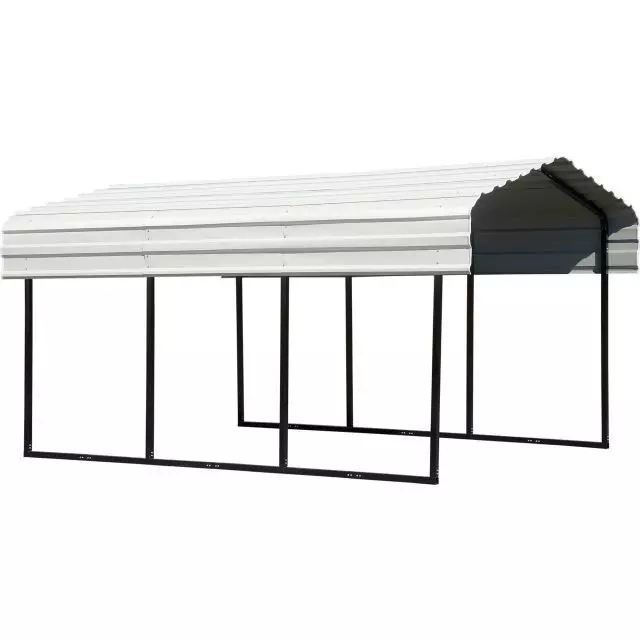 Abri d'auto en acier galvanisé 10 x 15 x 7 pi, noir/coquille d'œuf