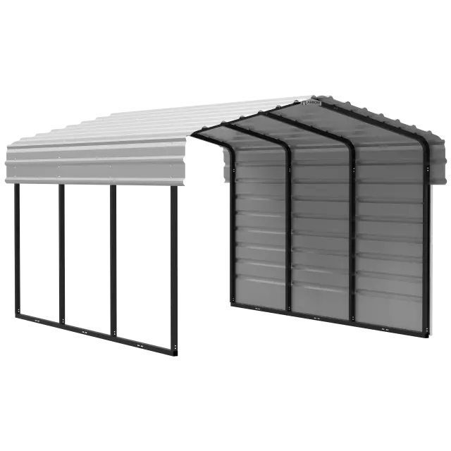 Arrow Carports Abri d'auto en acier galvanisé, avec enceinte 1 côté, Kit abri d'auto métallique, 10' x 15' x 7', coquille d'œuf