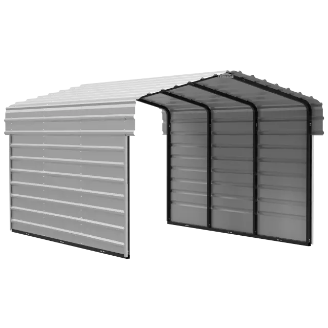 Arrow Carports Abri d'auto en acier galvanisé, avec enceinte 2 côtés, Kit abri d'auto métallique, 10' x 15' x 7', coquille d'œuf