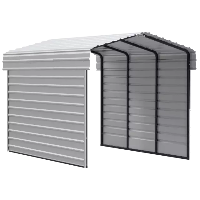 Arrow Carports Abri d'auto en acier galvanisé, avec enceinte 2 côtés, Kit abri d'auto métallique, 10' x 15' x 9', coquille d'œuf