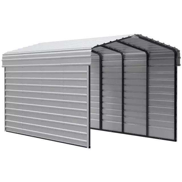 Arrow Carports Abri d'auto en acier galvanisé, avec enceinte 2 côtés, Kit abri d'auto métallique, 10' x 20' x 9', coquille d'œuf