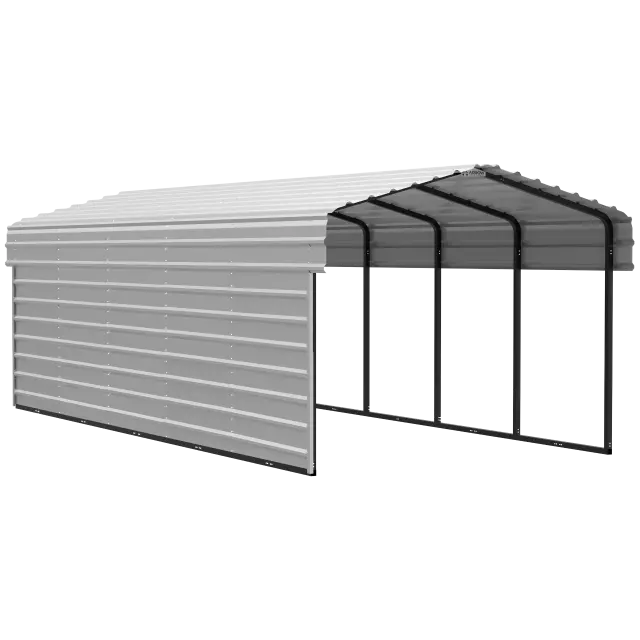 Abri d'auto Arrow Carports en acier galvanisé, avec clôture à un côté, ensemble d'abri d'auto compact en métal, 10' x 24' x 7', coquille d'œuf