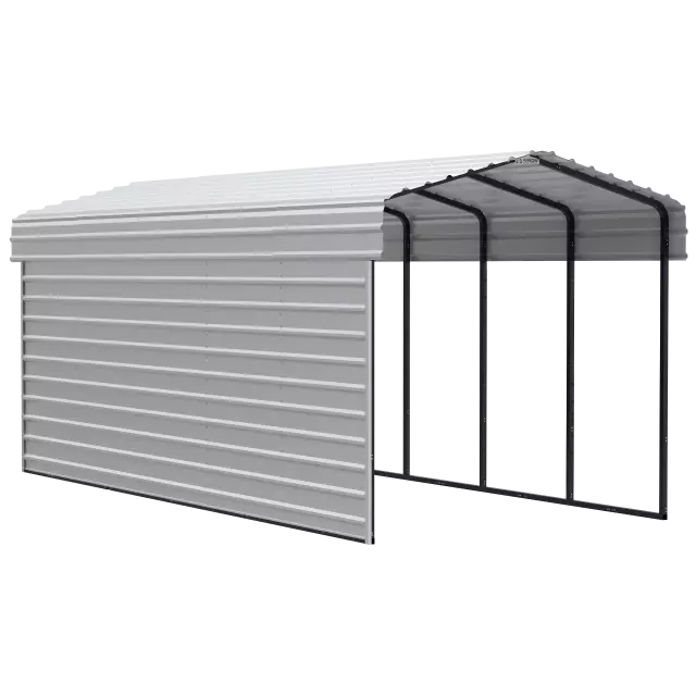 Arrow Carports Abri d'auto en acier galvanisé, avec enceinte 1 côté, Kit abri d'auto métallique, 10' x 24' x 9', coquille d'œuf