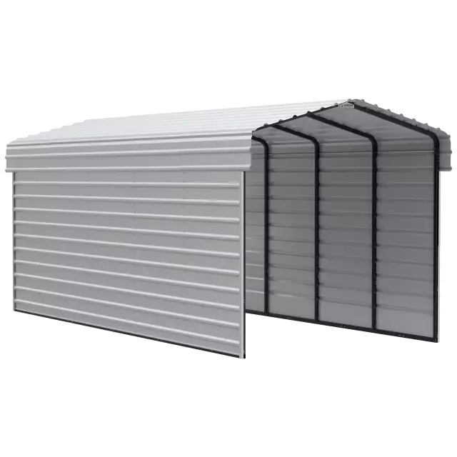 Arrow Carports Abri d'auto en acier galvanisé, avec enceinte 2 côtés, Kit abri d'auto métallique, 10' x 24' x 9', coquille d'œuf