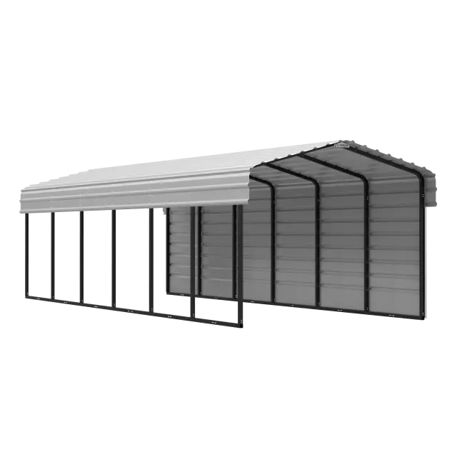 Arrow Carports Abri d'auto en acier galvanisé, avec enceinte 1 côté, Kit abri d'auto métallique, 10' x 29' x 7', coquille d'œuf