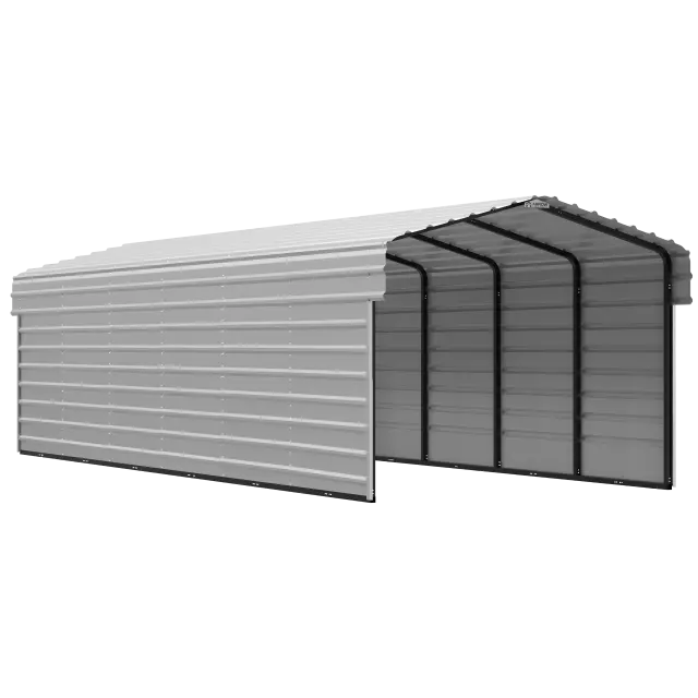 Abri d'auto Arrow en acier galvanisé 10 x 29 x 7 pi, fermé sur 2 côtés, coquille d'œuf