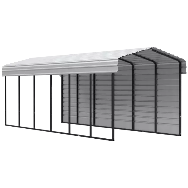 Arrow Carports Abri d'auto en acier galvanisé, avec enceinte 1 côté, Kit abri d'auto métallique, 10' x 29' x 9', coquille d'œuf