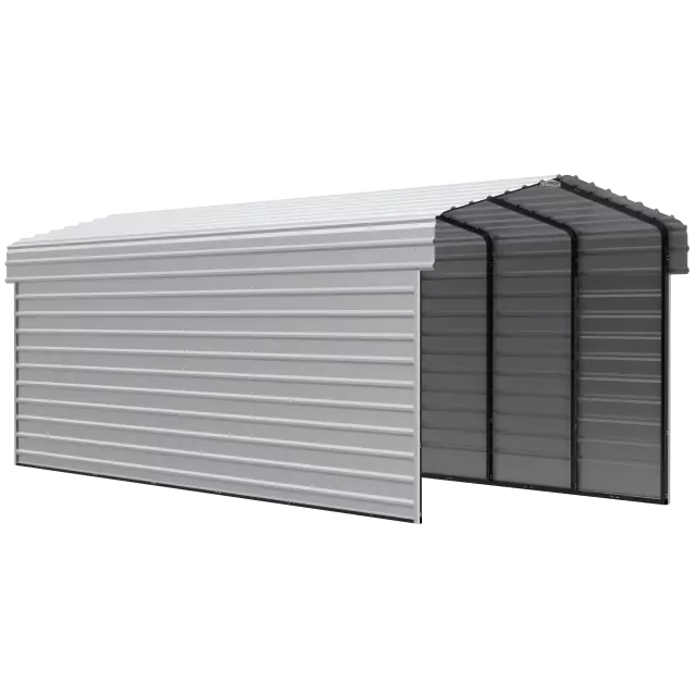 Abri d'auto Arrow en acier galvanisé 10 x 29 x 9 pi, fermé sur 2 côtés, coquille d'œuf