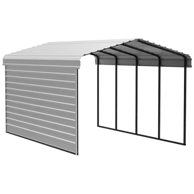 Arrow Carports Abri d'auto en acier galvanisé, avec enceinte 1 côté, Kit abri d'auto métallique, 12' x 20' x 9', coquille d'œuf