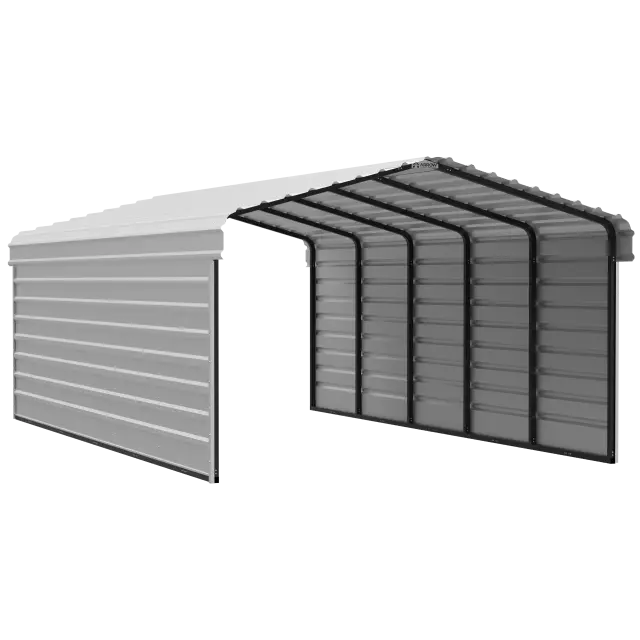 Arrow Carports Abri d'auto en acier galvanisé, avec enceinte 2 côtés, Kit abri d'auto métallique, 12' x 24' x 7', coquille d'œuf