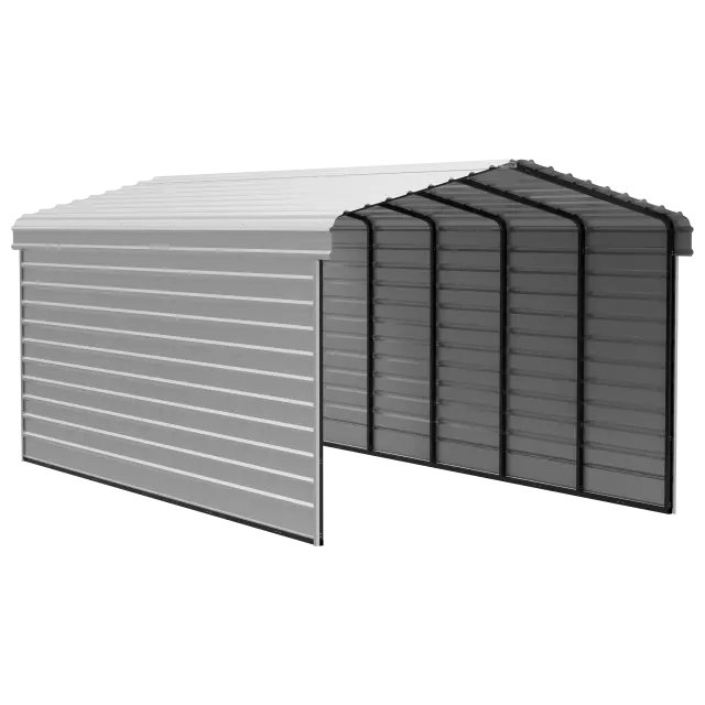 Arrow Carports Abri d'auto en acier galvanisé, avec enceinte 2 côtés, Kit abri d'auto métallique, 12' x 24' x 9', coquille d'œuf