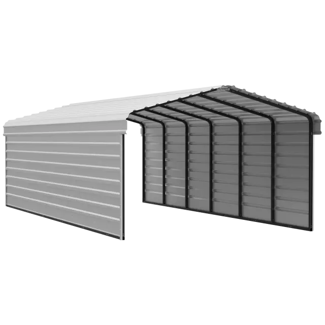 Arrow Carports Abri d'auto en acier galvanisé, avec enceinte 2 côtés, Kit abri d'auto métallique, 12' x 29' x 7', coquille d'œuf