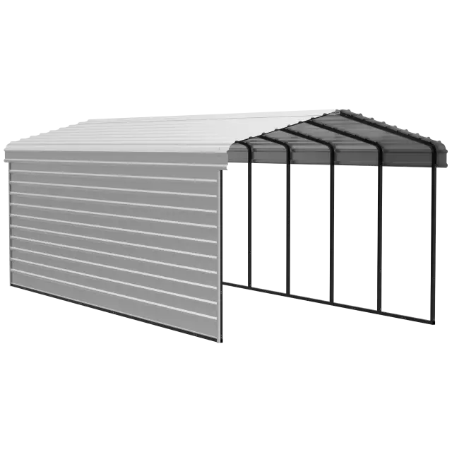Arrow Carports Abri d'auto en acier galvanisé, avec enceinte 1 côté, Kit abri d'auto métallique, 12' x 29' x 9', coquille d'œuf