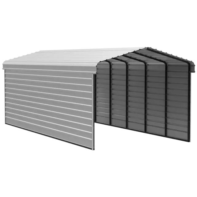 Abri d'auto Arrow en acier galvanisé 12 x 29 x 9 pi, fermé sur 2 côtés, coquille d'œuf