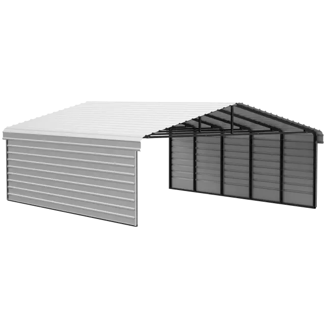 Arrow Carports Abri d'auto en acier galvanisé, avec enceinte 2 côtés, Kit abri d'auto métallique, 20' x 24' x 9', coquille d'œuf