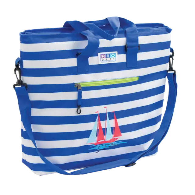 RIO Gear Deluxe Insulated Tote Bag with Bottle Opener - Blue Stripe
