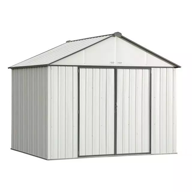 Remise EZEE Shed en acier galvanisé 10 x 8 pi, pignon extra-haut, crème avec garniture charbon