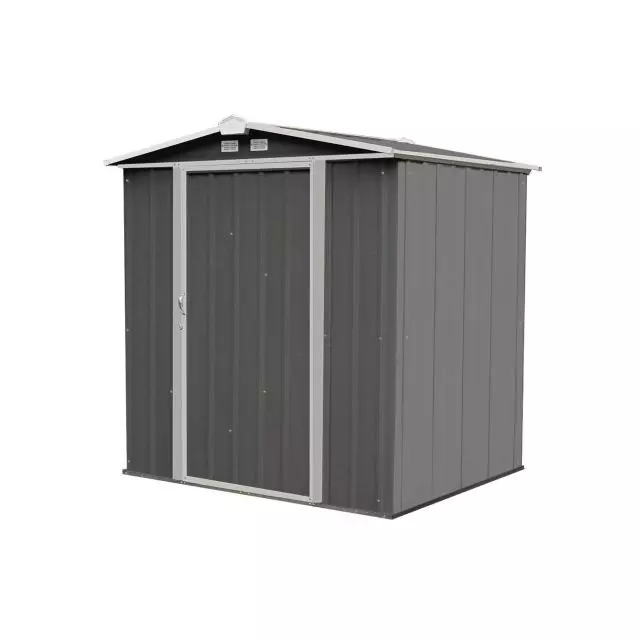 Remise EZEE Shed en acier galvanisé 6 x 5 pi, pignon bas, charbon avec garniture crème